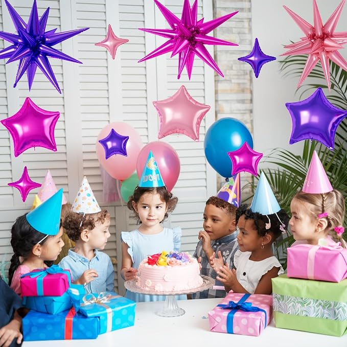 Hot Pink Purple Star Balloons, 22/18/10 Inch Foil Balloons, Four-Pointed Balloon - Image 7