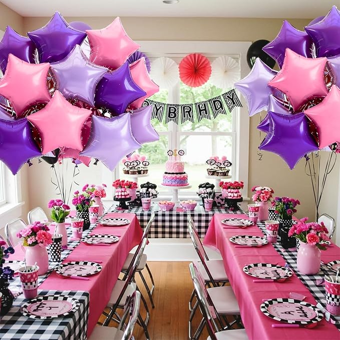TONIFUL 15 Pcs Star Balloons 18 Inch Large Purple Pink Foil Balloons | Big - Image 3
