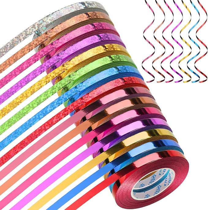 Shappy 15 Rolls Curling Ribbon 1/5" Wide x 11 Yards Total 165 Yards Balloon by Shappy