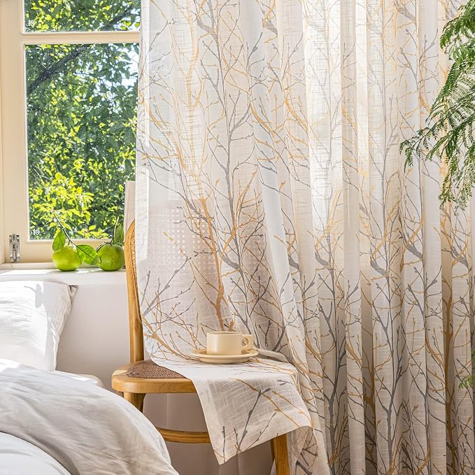 FMFUNCTEX Linen Semi Sheer Curtains - Image 2