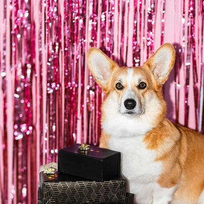 10 Pack Pink Backdrop Curtain 3.2ft x 8.2ft Metallic Tinsel Foil Fringe - Image 5