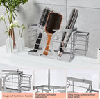 Elegant Light Gray Wall Mounted Hair Dryer Holder - Stylish Bathroom Organiser for Hair Dryer & Straightener, Hair Brush & Accessories