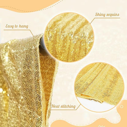 PartyDelight Gold Sequin Backdrop Curtains 2x8ft 4 Panels | Sparkly 3mm sequins - Image 4