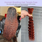 350# Deep Wave Human Braiding Hair Bundles For Boho Braids Ginger Color Crochet 100% Human Hair Deep Curly 100g (2 of 50g) 16 Inch