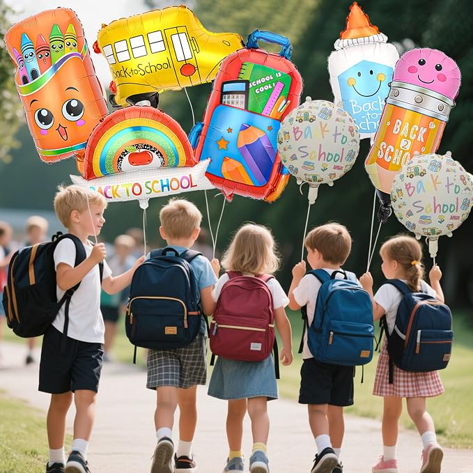8 Pcs Back To School Foil Balloons Colorful School Bus Pencil Schoolbag Crayon - Image 5