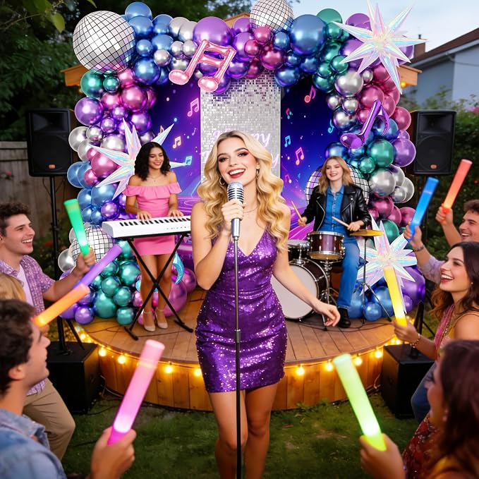 JOGAMS 180Pcs K-Pop Music Theme Balloon Arch Garland Kit | Metallic Disco - Image 6