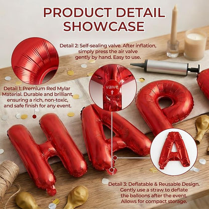 52 Pieces 16 Inches A-Z Letter Balloons – 2 Sets of Alphabet Mylar Balloon - Image 3