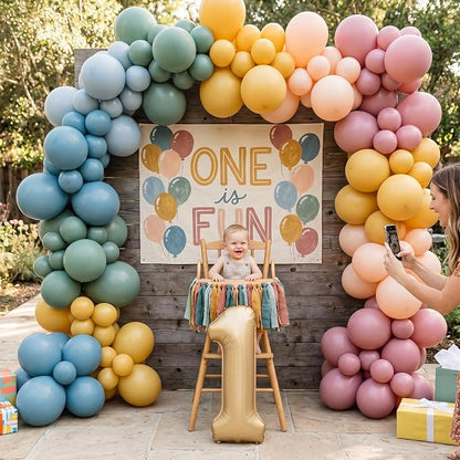 Boho Rainbow Balloons, Retro Dusty Slate Blue Blush Pink Sage Green Yellow Nude - Image 5