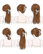 Mesovor 4 Pack Bow Hair Claw Clips for Women, Nonslip 4.3" Large Hair Grip Clawclips for Thin and Thick | Bowknot Hair Strong Hold Hair Jaw Clamps Gifts (Pink, Yellow, Blue, Off-white)