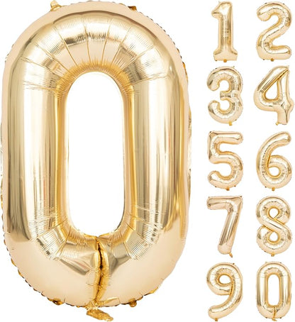 40 Inch Light Gold 0 Number Balloons Large Champagne Gold Number | White Gold by Exquisitehighqualitypartydecorationstomeetyoureveryneed%EF%BC%81