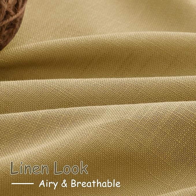Gold Linen Curtains 84 Inch Length 2 Panels Set - Image 5