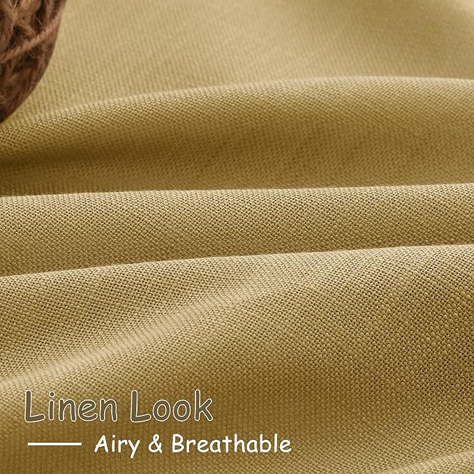 Gold Linen Curtains 90 Inch Long 2 Panels Set - Image 5