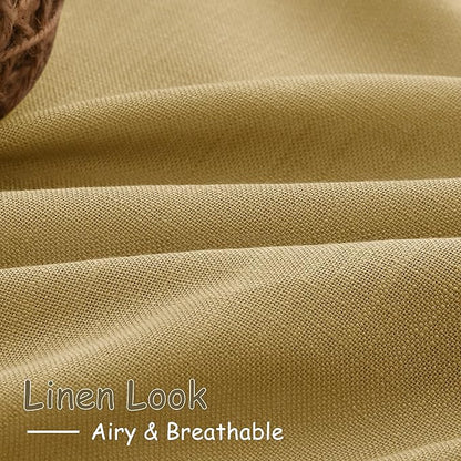 Gold Linen Curtains 90 Inch Long 2 Panels Set - Image 5