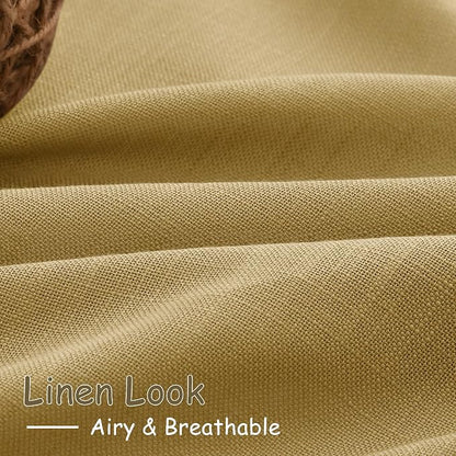 Extra Long Gold Linen Curtains 120 Inch - Image 5