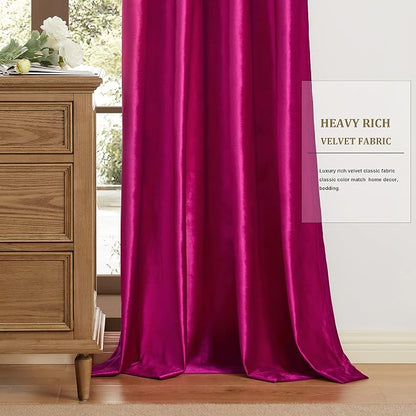 Hot Pink Velvet Blackout Curtains 102 inch - Image 6
