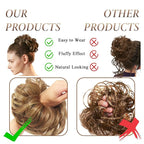 Large Messy Bun Hair Piece Curly Synthetic Extensions Scrunchies Fake Chignon Updo Hairpieces for Women Bronde Highlights