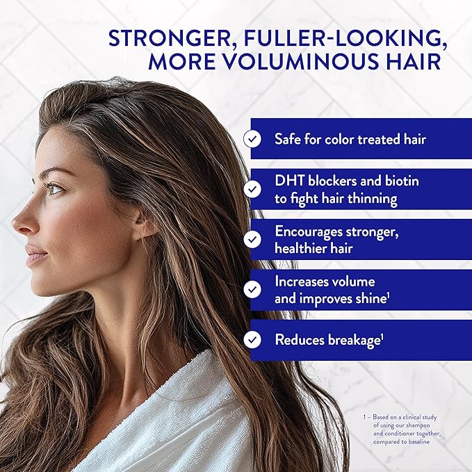 Routine Wellness Anti-Thinning Shampoo for Thinning Hair - Biotin DHT Blocker Women & Men - Color Safe Shampoo for Hair Loss & Healthy Hair - Lavender & Cedar 14oz (Pack of 2)
