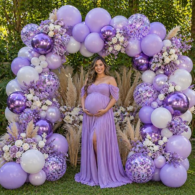 Balloon Purple and White, 60 Packs 12 Inch Dark Purple Light Purple Metallic - Image 6