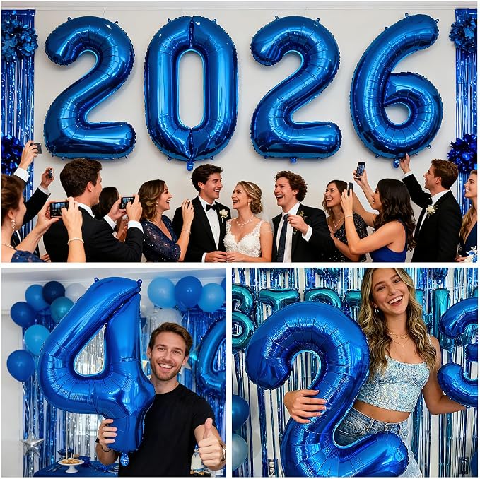 40 Inch Navy Blue 10 Balloon for 10th Birthday Party, Helium Giant Foil Number - Image 8