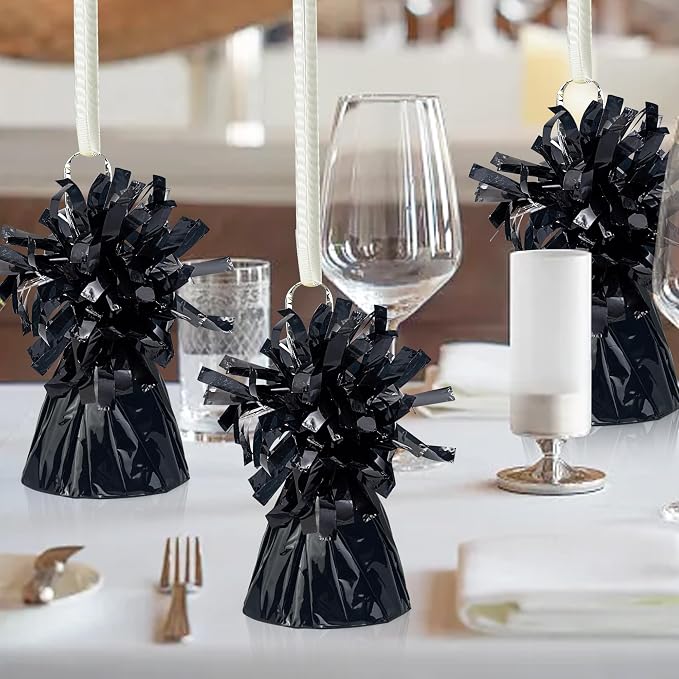 9 PCS Metallic Wrapped Balloon Weights Black Heavy Balloon Weight - Image 4