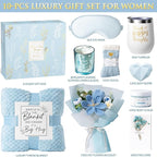 Birthday Gifts for Women Self Care Package Get Well Soon Gift Baskets, Thinking of You Sympathy Spa Gift Set w/ Crochet Flower Bouquet, Unique Christmas Gifts for Women Mom Her Best Friend Sister Wife
