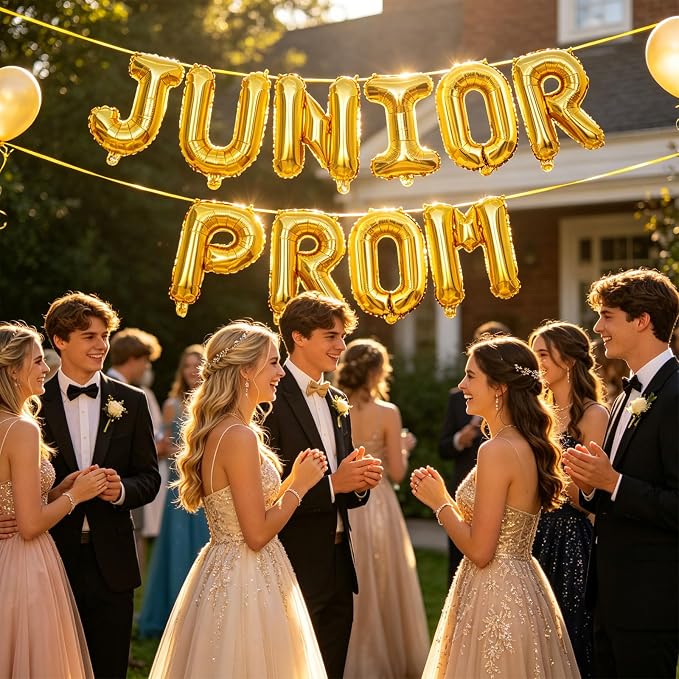 2 Set 20Pcs Gold JUNIOR PROM Letter Balloons 16in Balloon Foil Letter - Image 7