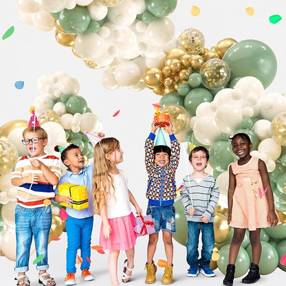 136pcs Sage Green Gold White Balloons Garland Arch kit, 18 12 10 5 Inch Olive - Image 7