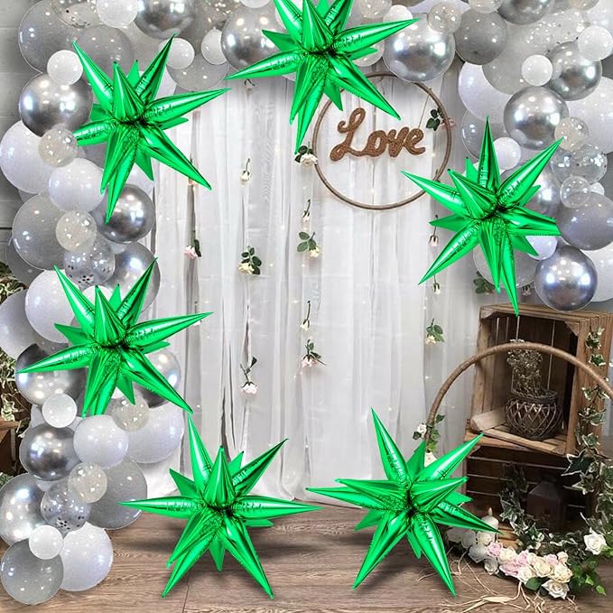 72 PCS Green Star Balloons, Big 26 Inch Explosion Star Foil Balloons, 12 Point - Image 3