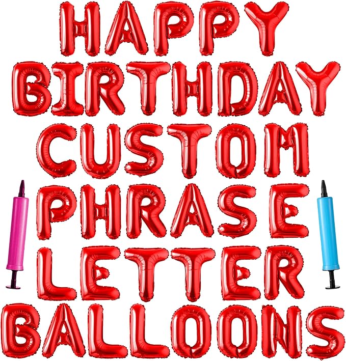 Happy Birthday Balloon Banner Custom Phrase Balloons letter 16 inch by LIOZEOKUN