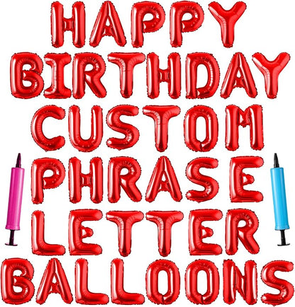 Happy Birthday Balloon Banner Custom Phrase Balloons letter 16 inch by LIOZEOKUN