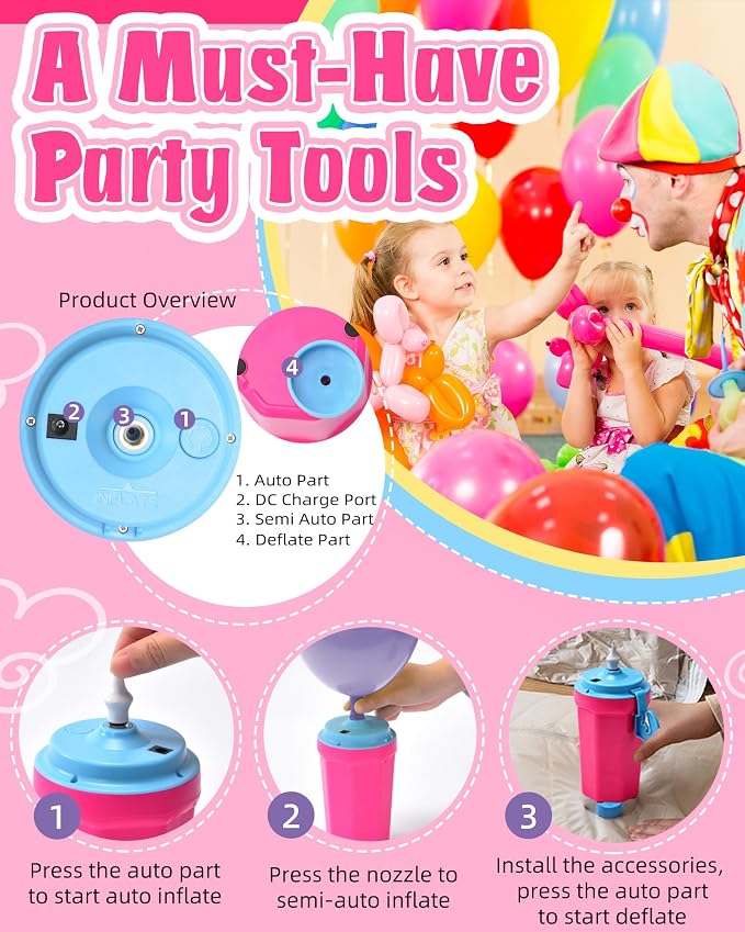 Portable Balloon Pump Electric, Rechargeable Cordless Balloon Pump Inflator - Image 5