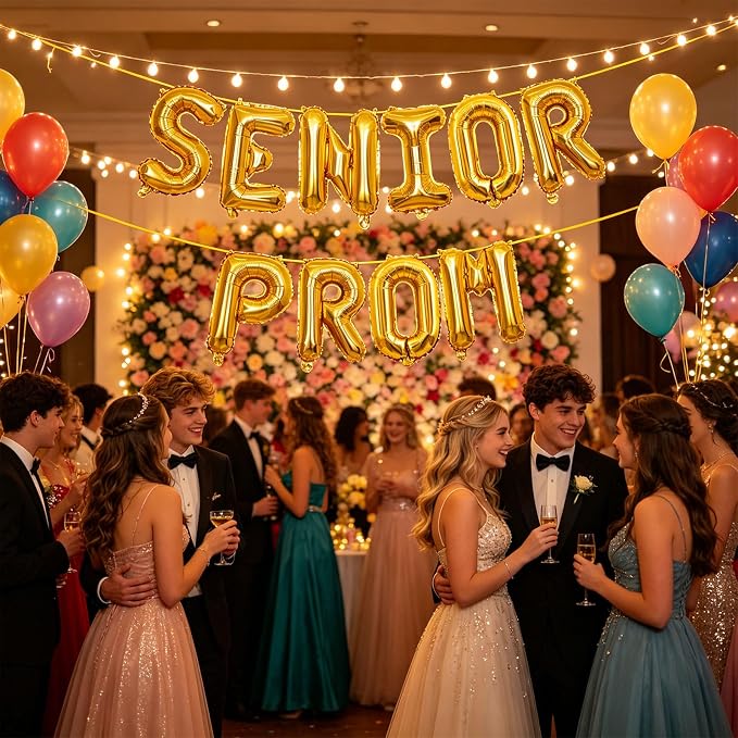 2 Set 20Pcs Gold SENIOR PROM Letter Balloons 16in Balloon Foil Letter - Image 4
