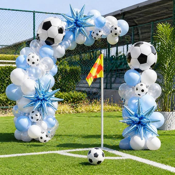 Blue and White Soccer Balloons, 12 Inch Baby Blue and White Soccer Balloons - Image 8