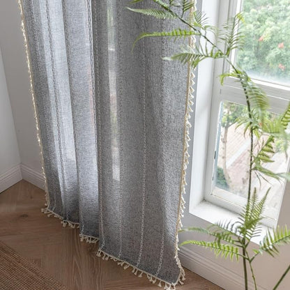 Sutuo Home Boho Curtains for Bedroom Living Room, Semi Blackout Linen Farmhouse - Image 4