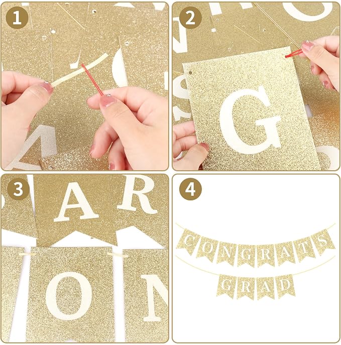 Hoogict Graduation Decorations Congrats Grad Banner Gold Graduation Party - Image 7