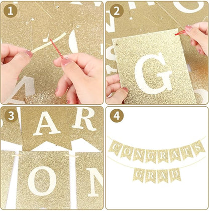 Hoogict Graduation Decorations Congrats Grad Banner Gold Graduation Party - Image 7