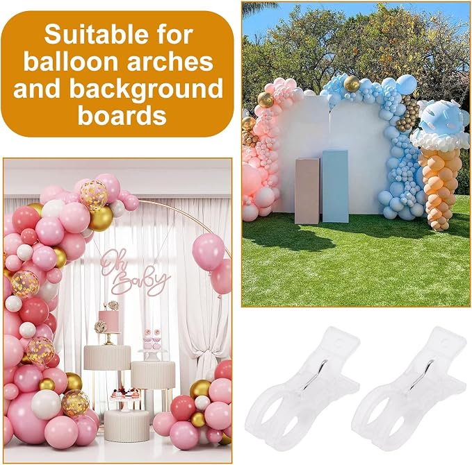 10 Packs Balloon Arch Clips 3.5 Inch Clear White Spring Clamps Heavy Duty - Image 5