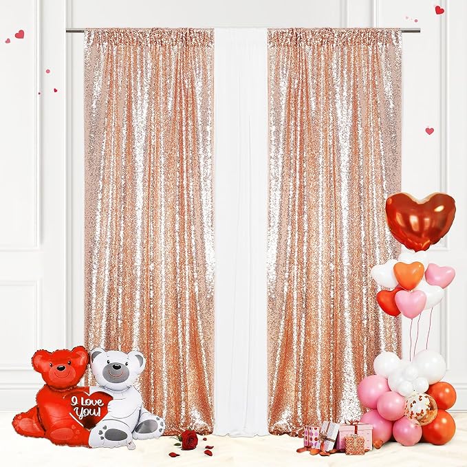Eternal Beauty Rose Gold 3mm Sequin Backdrop 2x8 Ft 2 Pack Wedding | Dense by EternalBeauty