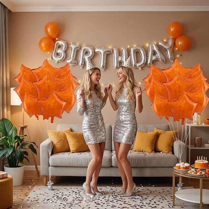 TONIFUL 15 Pcs Star Shaped Balloons 18 Inch Iridescent Orange Foil Balloon | - Image 6