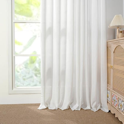 YoungsTex 72 Inch Length White Linen Semi Sheer Curtains - Image 7