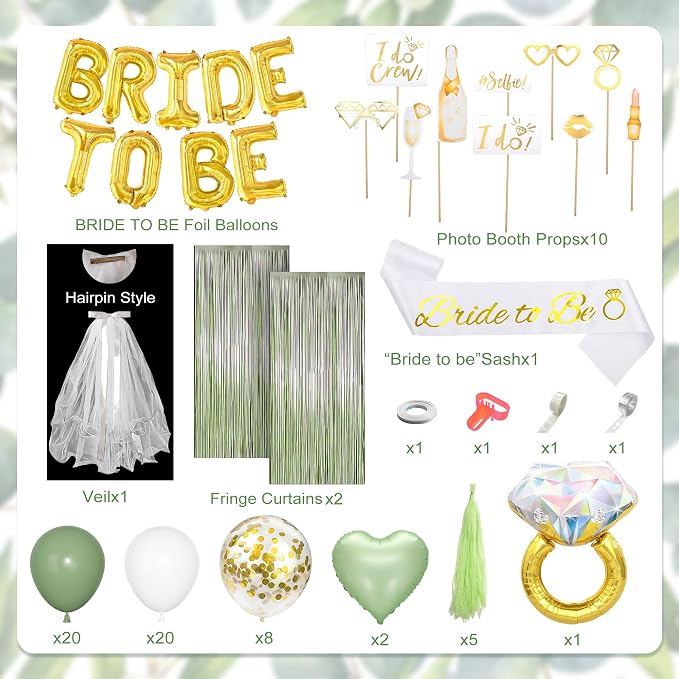 Amandir Bachelorette Party Decorations Supplies, Sage Green Bridal Shower - Image 3