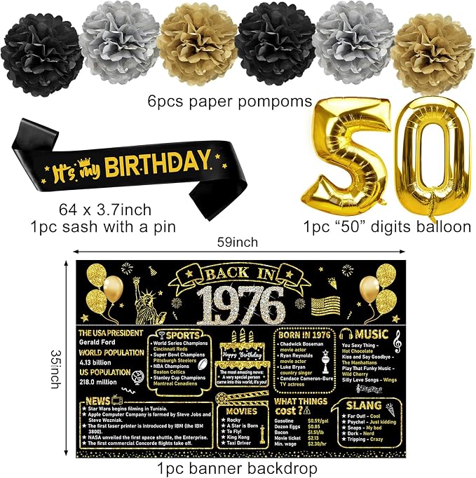 Zirtorei 50th Birthday Decorations - Image 3