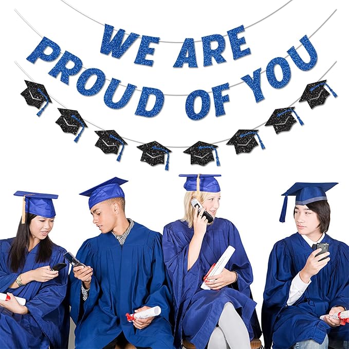 We Are So Proud of You Banner Pre-strung Blue Graduation Decorations Class of - Image 4