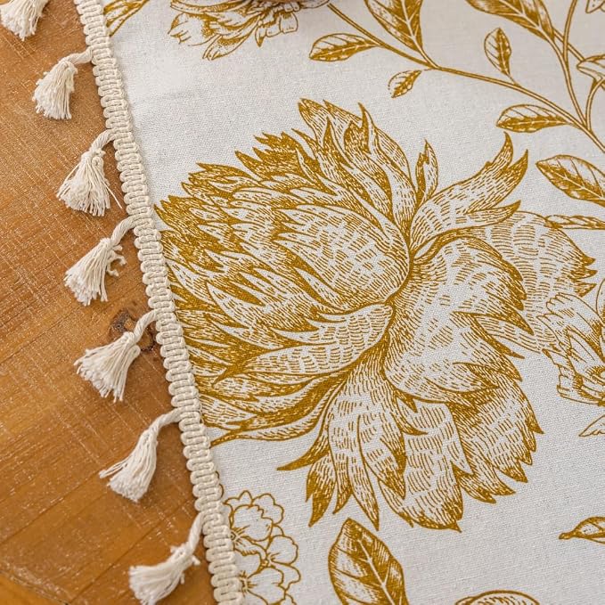 Vintage Tan Floral Curtains - Image 6