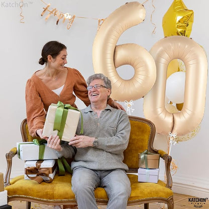 KatchOn Gaint Caramel 0 Balloon Number 40 Inch | Retro Apricot Number Balloons - Image 7