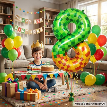 40 Inch Pixelated Number 8 Foil Balloon - Image 6