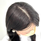Real Human Hair Topper Pieces Double-Monofilament Top Hand-Tied Mid Length for WomenThinning Hair BHADS914 (BL Natural Black × Hair Length:9.8"(25cm), Base Size:3.5"×5.5"(9cm×14cm))