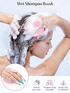 HEETA Scalp Massager Hair Growth, Soft Silicone Scalp Scrubber Shampoo Brush for Exfoliation, Dandruff Removal & Head Massage Stress Relax, Wet & Dry Use for Thick, Thin Hair Care, Wheat Straw Pink