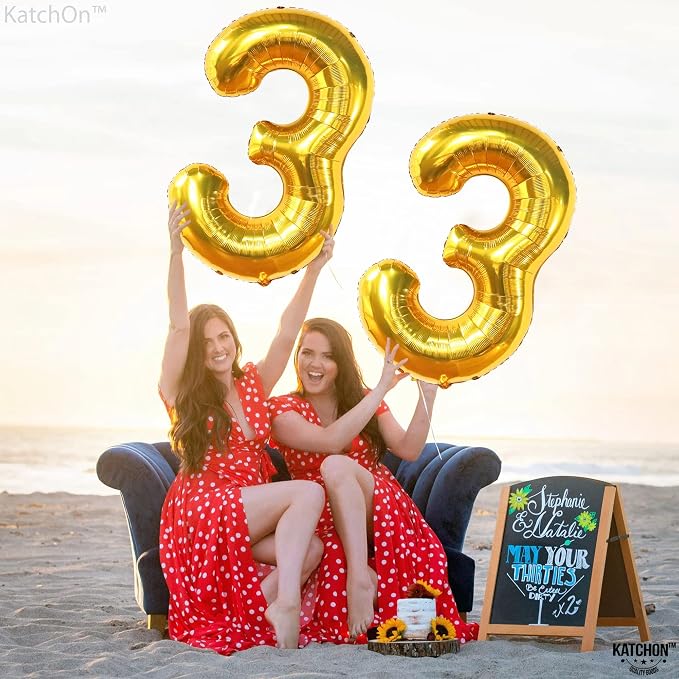 KatchOn 33 Balloon Numbers Gold 40 Inch | Gold 33 Number Balloon - Image 7