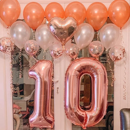 40 Inch Rose Gold 10 Number Balloons Giant 10 Balloons Rose Gold Birthday 10 - Image 3